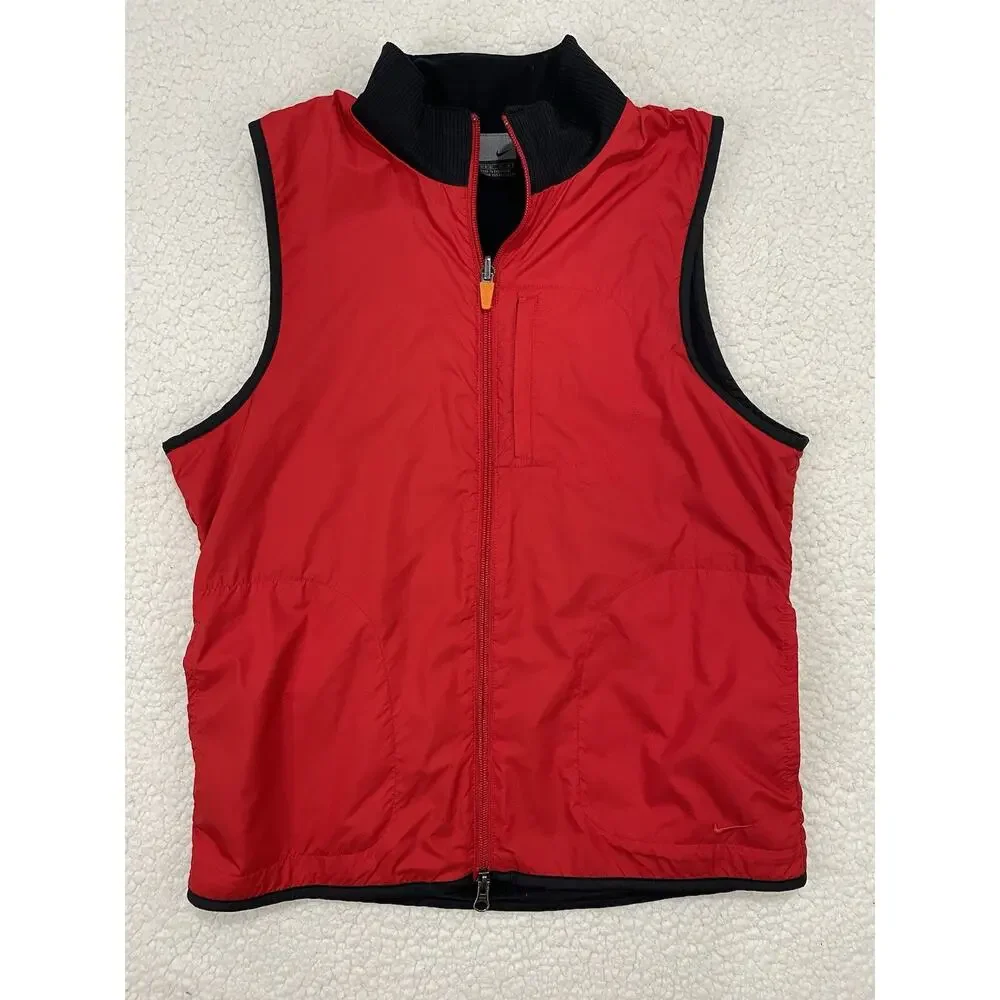 Vintage Nike Jacket & Vest 2-Pc Set Women Size M Red‎ Black Coat Puffer Silver